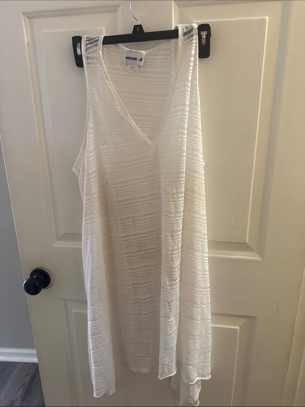 Swimsuits For All White Sheer V-Neck Swim Coverup
